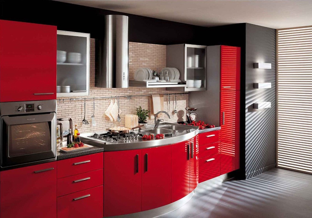 Bright Red Kitchen Cabinets